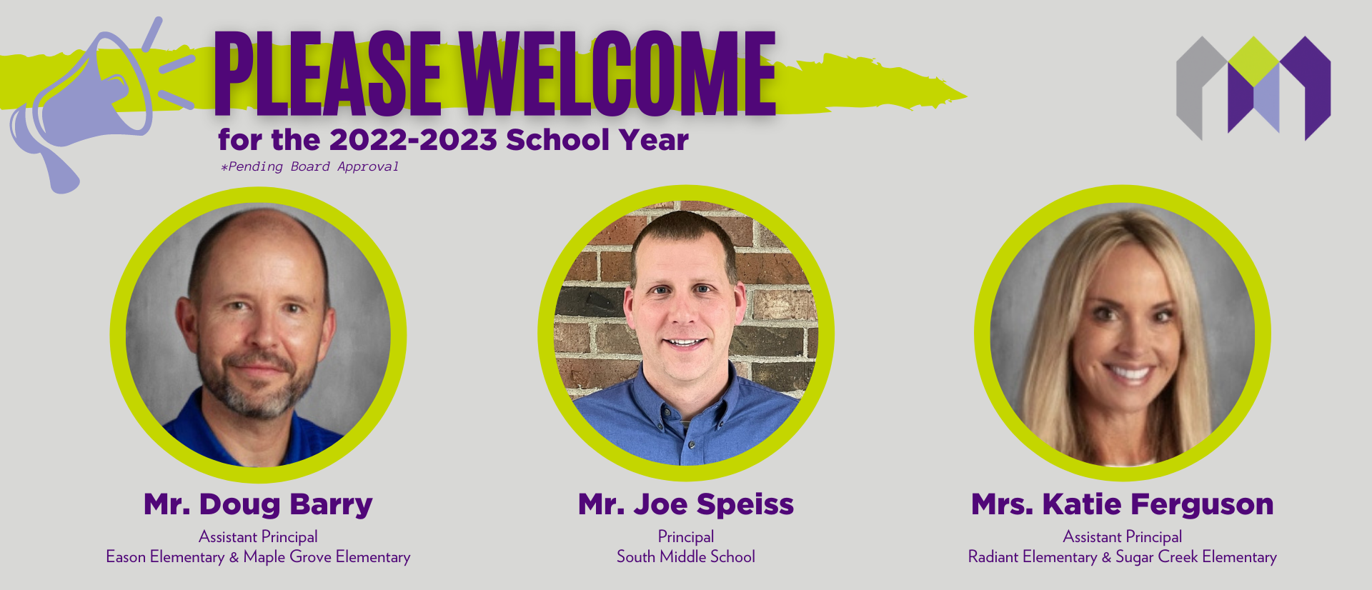 Principal & Assistant Principals Announcement Maple Grove Elementary